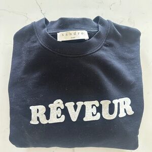 Sandro Men's Dark Blue Crewneck Sweater
